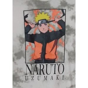 Naruto Uzumaki Shippuden T-Shirt, Youth 2X (18). White Red Tye Dye. Anime